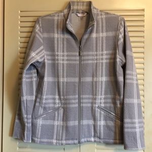 Allison Daley PXS gray White plaid full zip jacket
